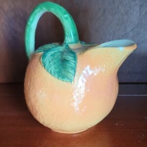 Orange and Green Ceramic Pitcher